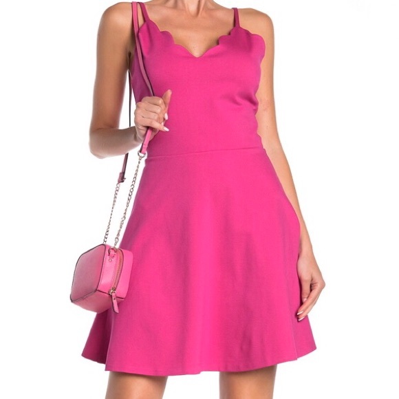 NEW LOVE ADY Scallop V-Neck Fit Flare Party Holiday Dress - Picture 2 of 8